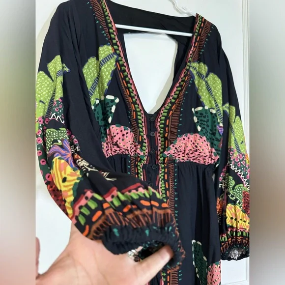 FARM RIO Black Cool Leopards Midi Dress - Picture 5 of 8